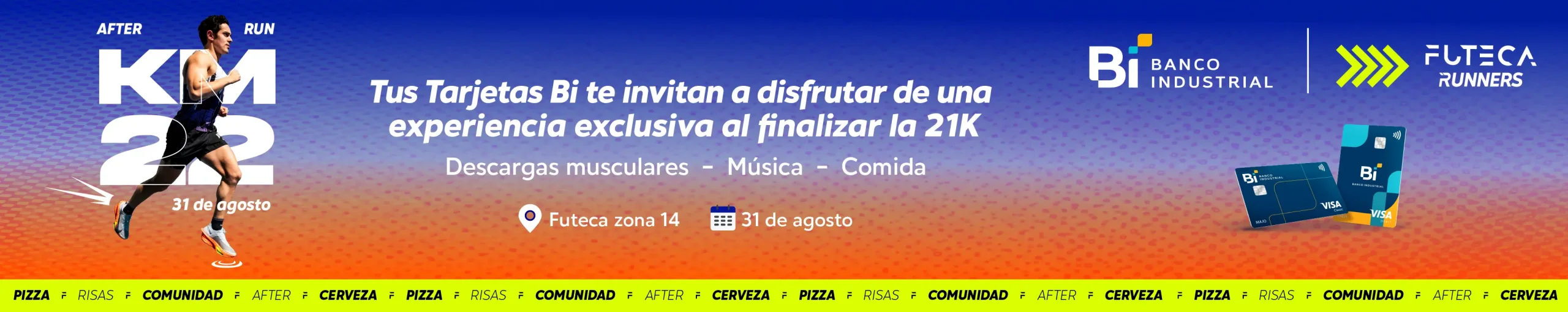 Banner home After Run Exclusivo con Tu Tarjeta Bi